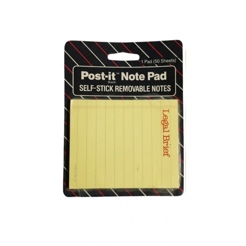 Vintage 1985 Post-it Note Pad Legal Brief Yellow Lined 50 Sheets NOS 3M Retro